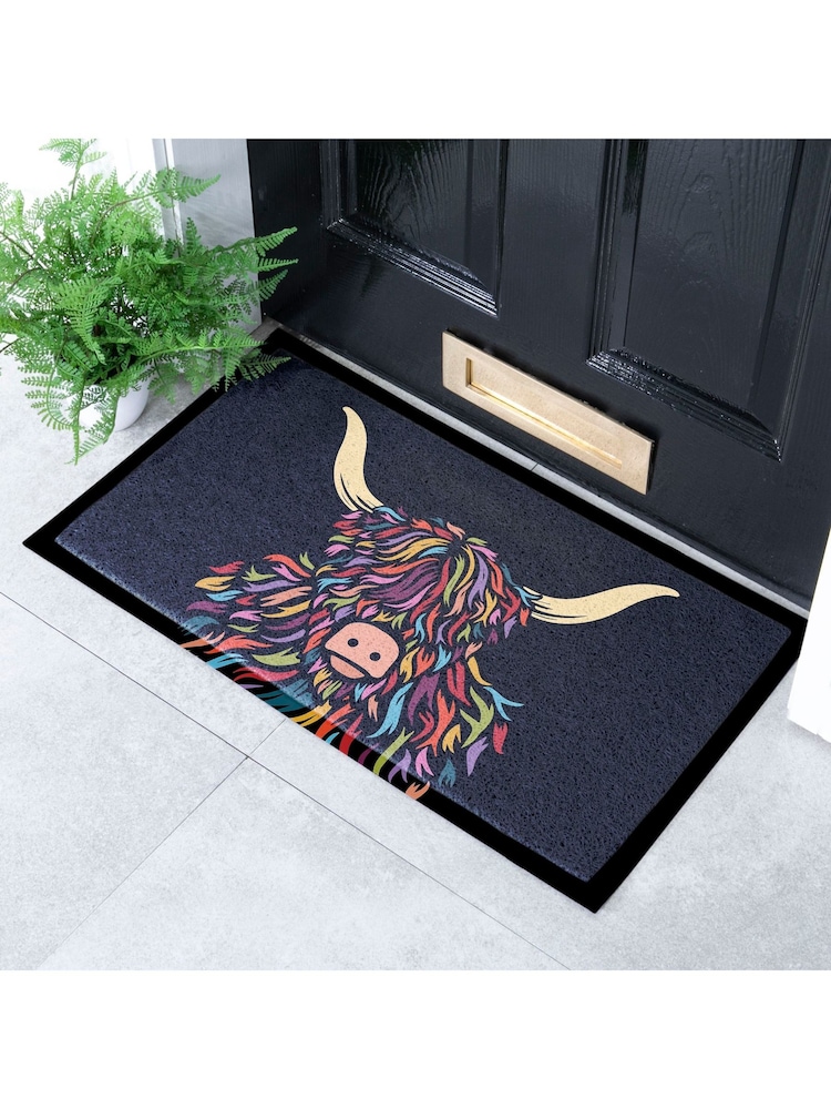 Artsy Mats Highland Cow Colour Indoor Outdoor Doormat - Bild 1 von 2