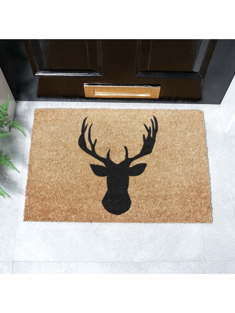 Artsy Mats Natural and Black Stagshead Doormat - Image 1 of 12