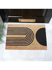 Artsy Mats Natural and Black Abstract Half Moon Doormat - Image 1 of 11