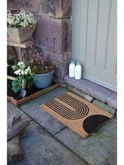 Artsy Mats Natural and Black Abstract Half Moon Doormat - Image 5 of 11