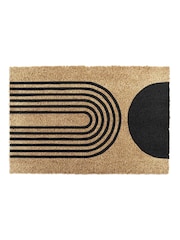 Artsy Mats Natural and Black Abstract Half Moon Doormat - Image 7 of 11