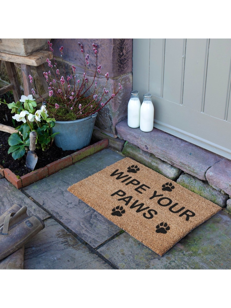 Artsy Mats Natural and Black Wipe Your Paws Doormat - Image 2 of 12