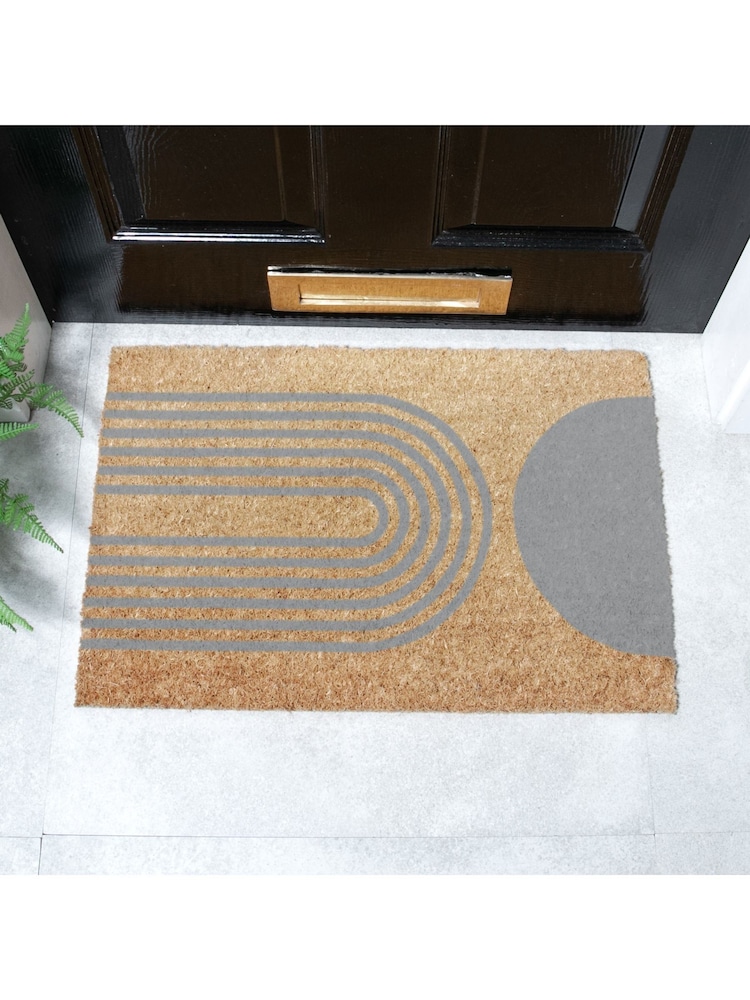 Artsy Mats Grey Abstract Half Moon Doormat - Image 1 of 13