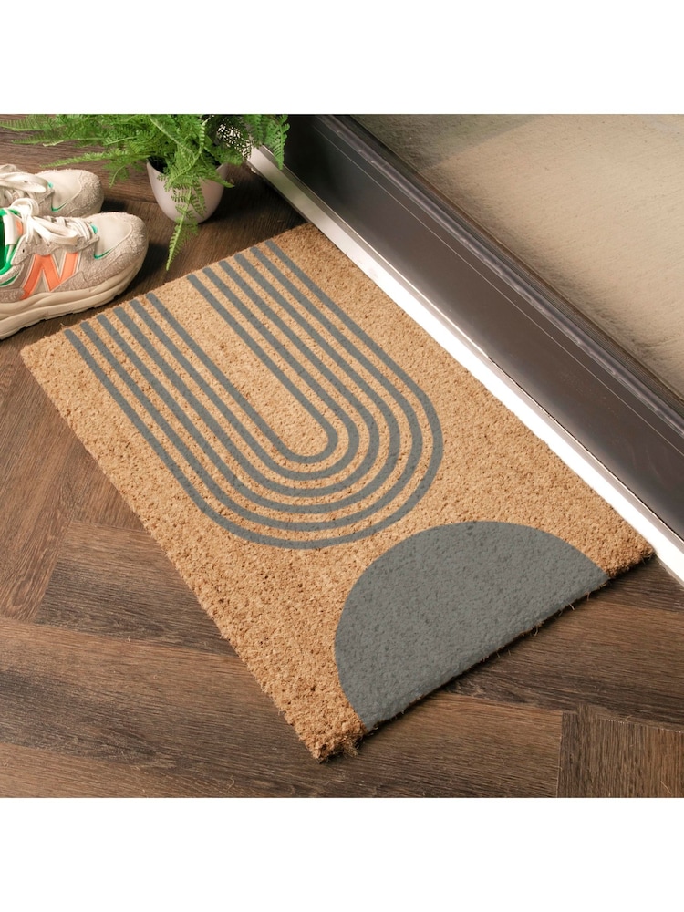 Artsy Mats Grey Abstract Half Moon Doormat - Image 2 of 13