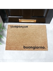 Artsy Mats Natural and Black Arrivederci Doormat - Image 1 of 12
