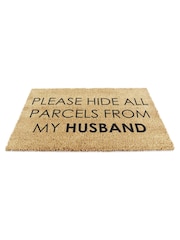 Artsy Mats Natural and Black Please Hide All Parcels From My Husband Doormat - Image 11 of 12
