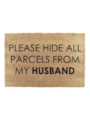 Artsy Mats Natural and Black Please Hide All Parcels From My Husband Doormat - Image 7 of 12
