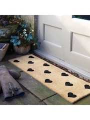 Artsy Mats Natural and Black Hearts Patio Doormat - Image 1 of 6