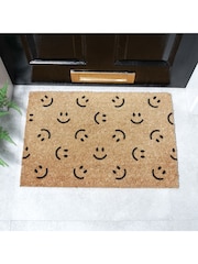 Artsy Mats Natural and Black Smiley Faces Doormat - Image 1 of 12