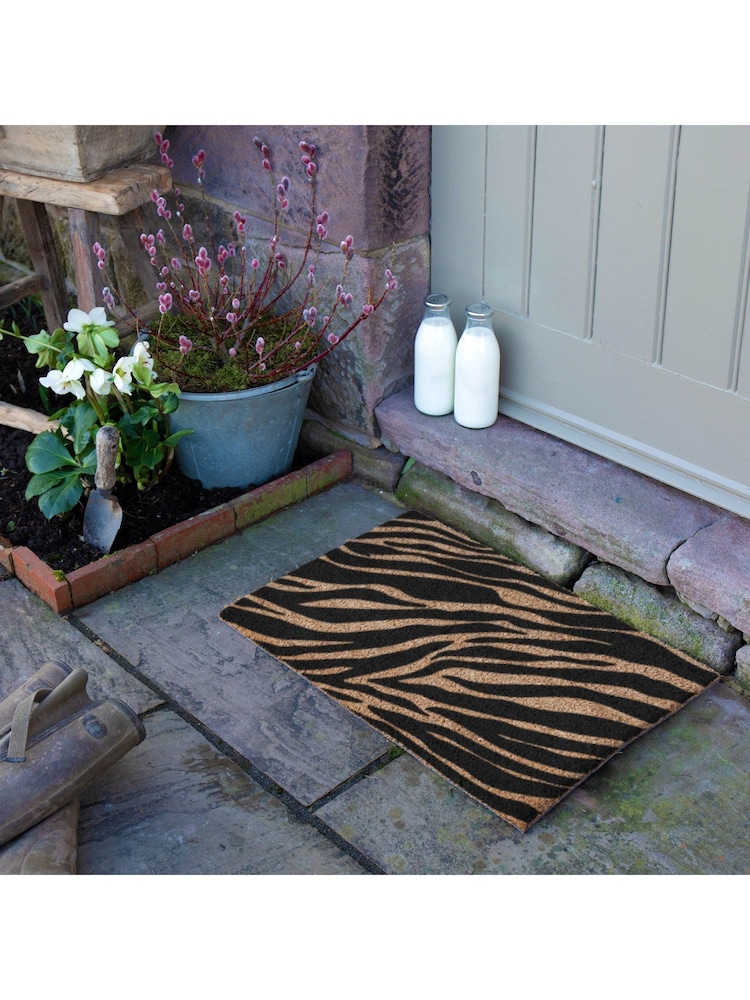 Artsy Mats Natural and Black Zebra Print Doormat - Image 2 of 11
