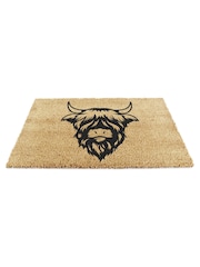 Artsy Mats Natural and Black Highland Cow Doormat - Image 11 of 12