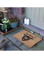 Artsy Mats Natural and Black Highland Cow Doormat - Image 2 of 12