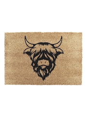 Artsy Mats Natural and Black Highland Cow Doormat - Image 7 of 12