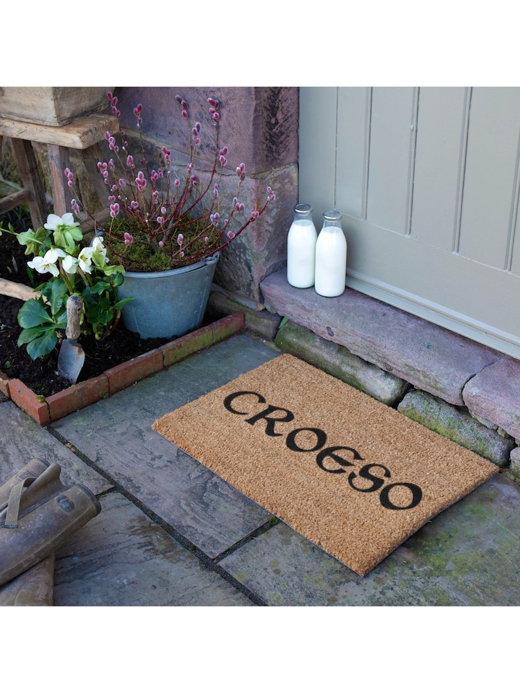 Artsy Mats Natural and Black Welsh Croeso Doormat - Image 2 of 11