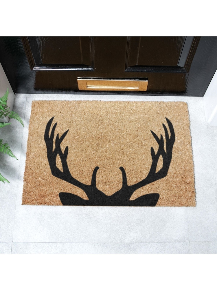 Artsy Mats Natural and Black Stag Antlers Doormat - Image 1 of 12