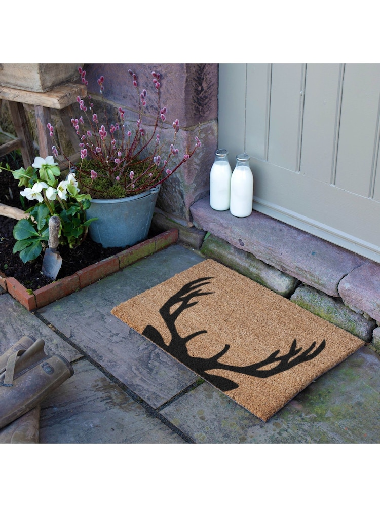 Artsy Mats Natural and Black Stag Antlers Doormat - Image 2 of 12