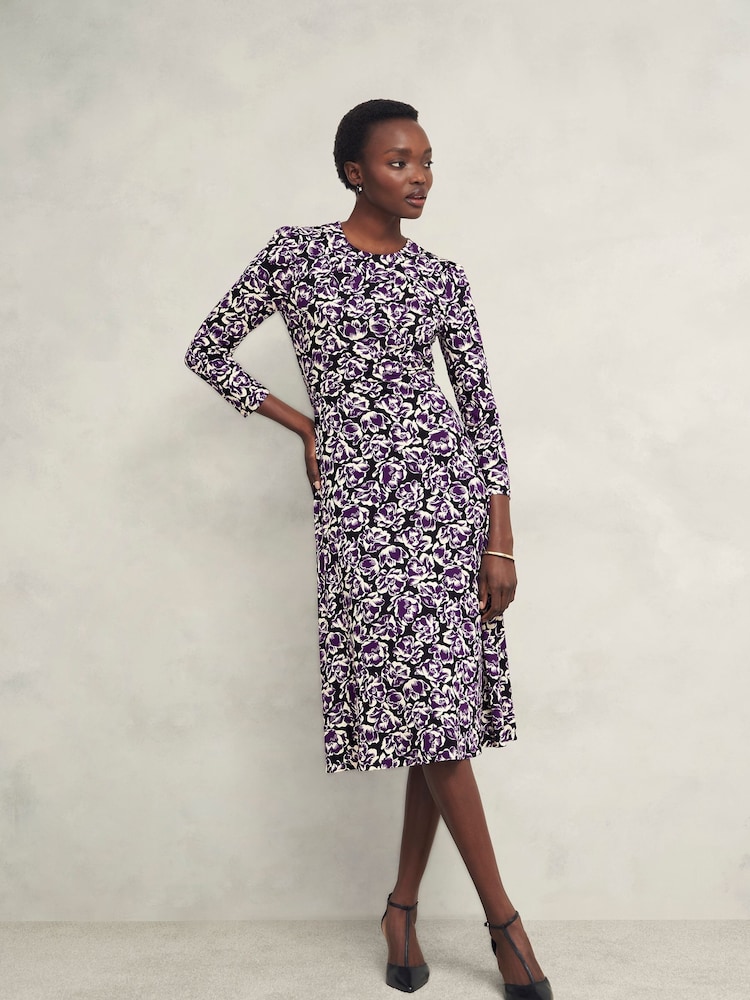 Hobbs Purple Paige Jersey Dress - Image 1 of 4