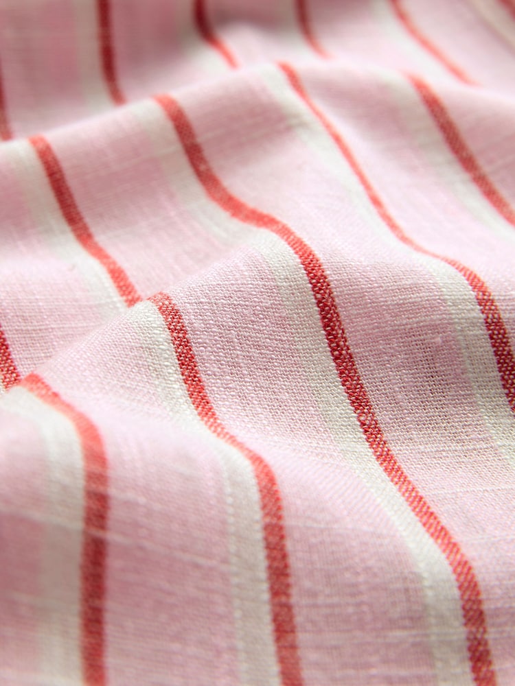 The Set Navy/White/Pink Stripe Pull On Wide Leg Trousers 3 Pack With Linen - Image 8 of 8