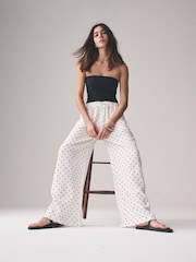 The Set Spot/Black 2 Pack Pull On Linen Blend Wide Leg Trousers - Image 1 of 11