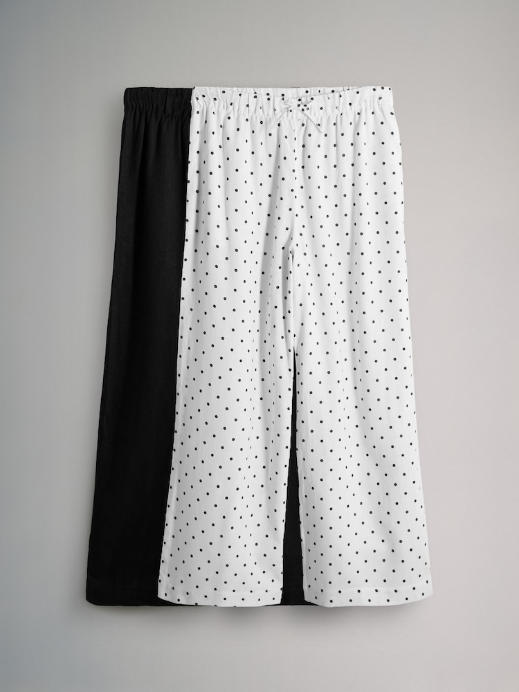 The Set Spot/Black 2 Pack Pull On Linen Blend Wide Leg Trousers - Image 2 of 11