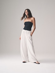 The Set Spot/Black 2 Pack Pull On Linen Blend Wide Leg Trousers - Image 6 of 11