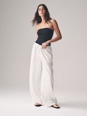 The Set Spot/Black 2 Pack Pull On Linen Blend Wide Leg Trousers - Image 7 of 11