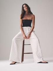 The Set Spot/Black 2 Pack Pull On Linen Blend Wide Leg Trousers - Image 8 of 11