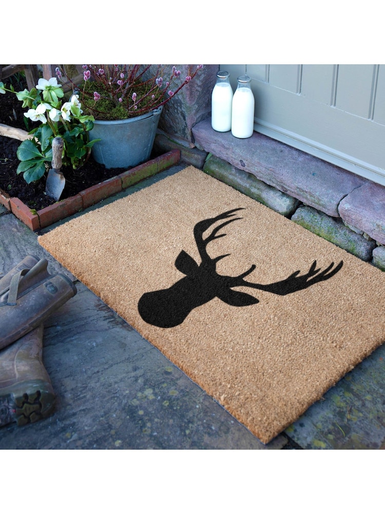 Artsy Mats Natural/Black Country Home Stagshead Doormat - Image 1 of 12