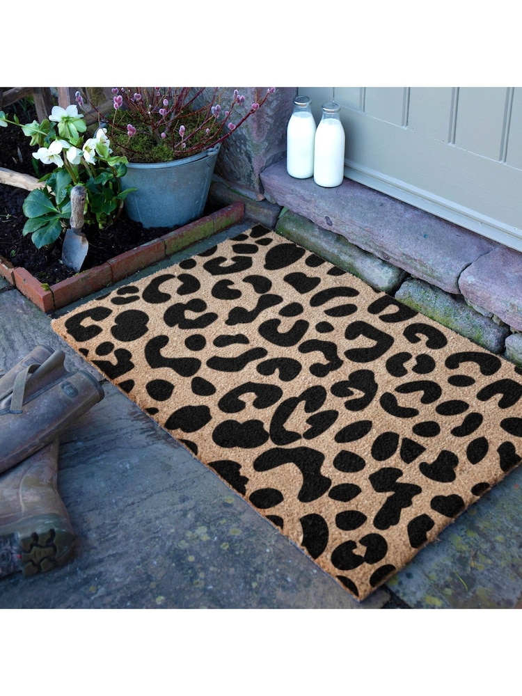 Artsy Mats Natural/Black Country Home Leopard Doormat - Image 1 of 12