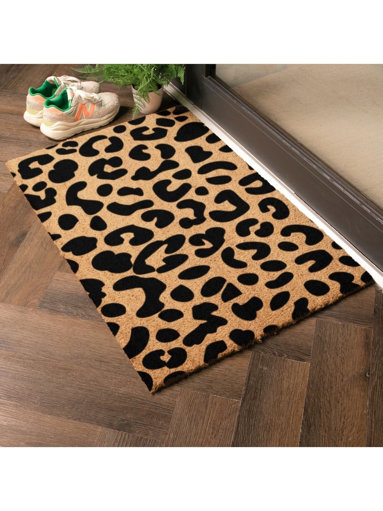 Artsy Mats Natural/Black Country Home Leopard Doormat - Image 2 of 12