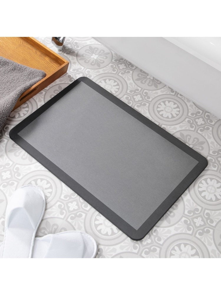 Artsy Mats Grey Border Grey Stone Non Slip Bath Mat - Image 1 of 2