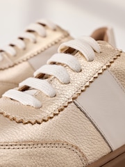Gold Lace Up Signature Premium Leather Chunky Wedge Lace-Up Trainers - Image 6 of 7