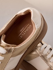 Gold Lace Up Signature Premium Leather Chunky Wedge Lace-Up Trainers - Image 7 of 7