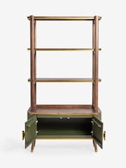 Clarke and Clarke Ribbed Green Mango Wood Calisto Shelving Unit - Image 2 of 4