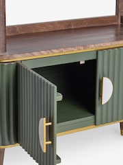 Clarke and Clarke Ribbed Green Mango Wood Calisto Shelving Unit - Image 4 of 4