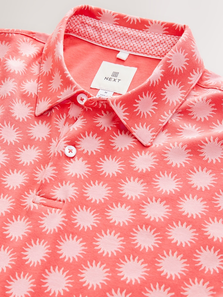 Pink Sun Short Sleeve Print Polo Shirt - Image 6 of 7