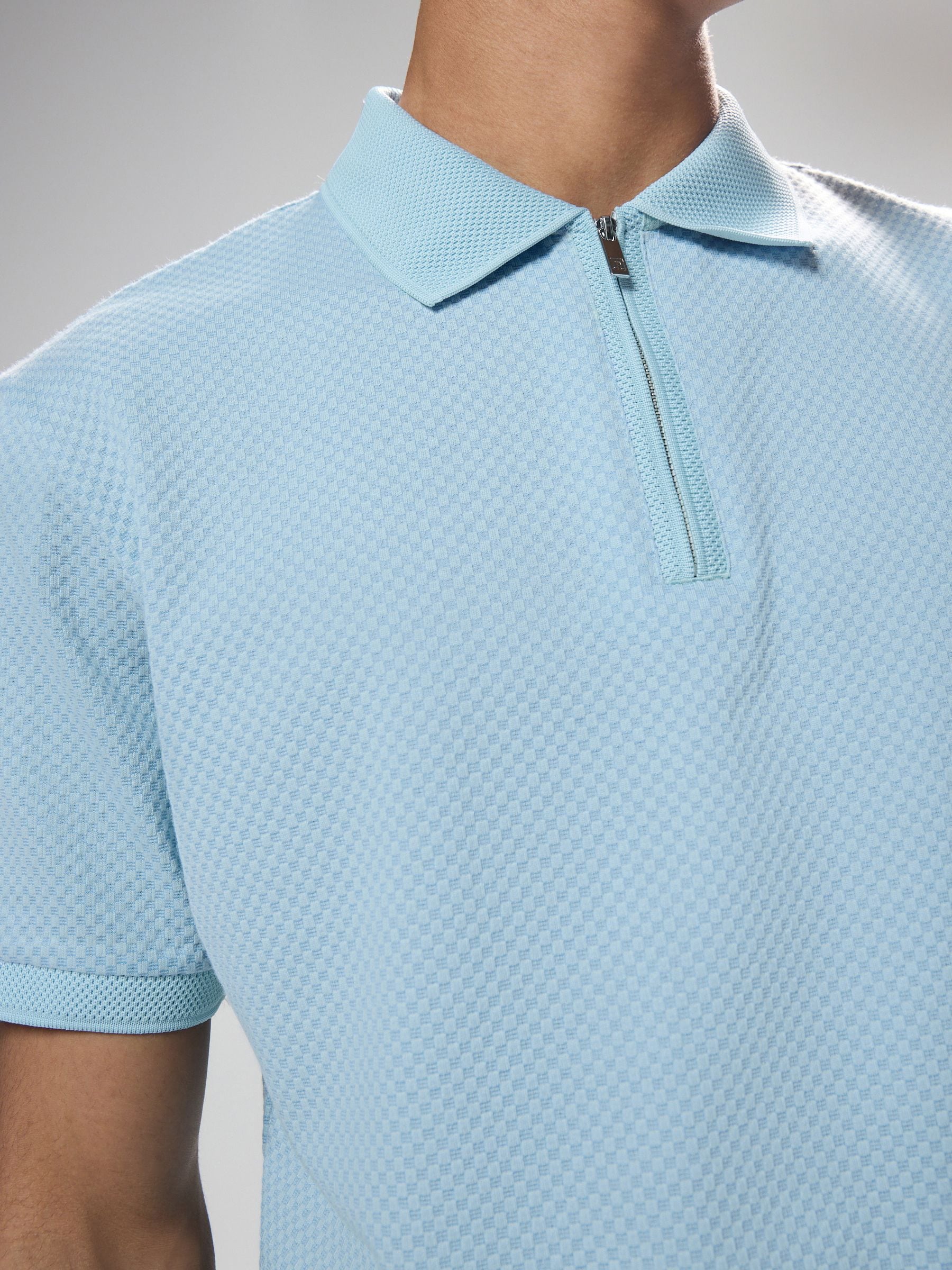 トップス KNIT POLO SHIRT Buy Blue Regular Fit Smart Quarter Zip Polo Shirt from the