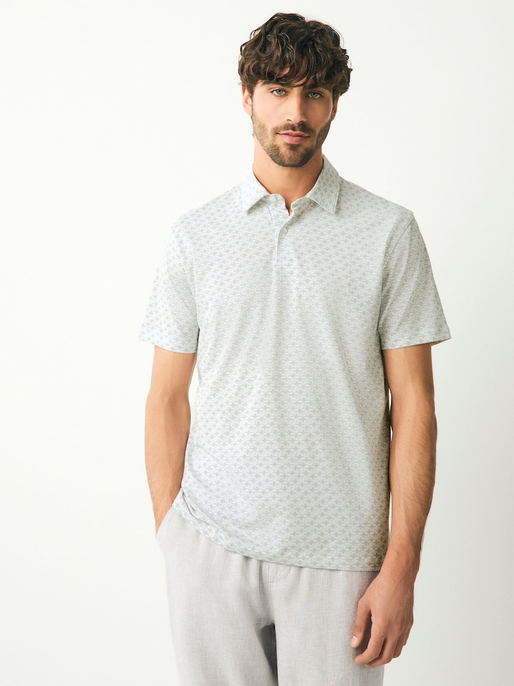 Grey Stingray Short Sleeve Print Polo Shirt - Image 1 of 7