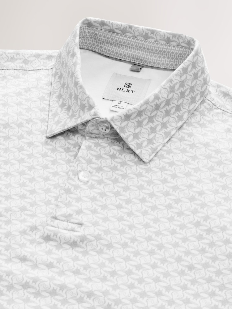 Grey Stingray Short Sleeve Print Polo Shirt - Image 7 of 7 Grey Stingray Short Sleeve Print Polo Shirt - Image 7 of 7