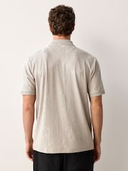 Neutral Floral Pattern Quarter Zip Polo Shirt - Image 3 of 5