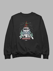 All + Every Blue Mens Official Volkswagen Christmas Camper White Text Sweatshirt - Image 3 of 4