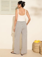 Friends Like These Cream Stripe Crinkle Jersey Wide Leg Trousers - Image 5 of 5