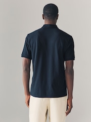 Navy Regular Fit Smart Quarter Zip Polo Shirt - Image 4 of 7