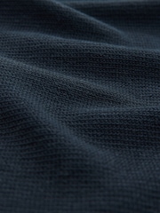 Navy Blue Textured Zip Through Polo Shirt - Image 7 of 7