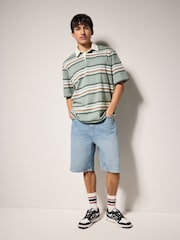 Verde - Short Sleeve Stripe Rugby 100% Cotton Shirt - Imagen 2 de 8