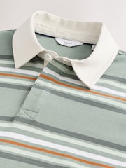 Verde - Short Sleeve Stripe Rugby 100% Cotton Shirt - Imagen 8 de 8