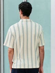 Ecru/Blue Textured Stripe Jersey Shirt - Image 4 of 7