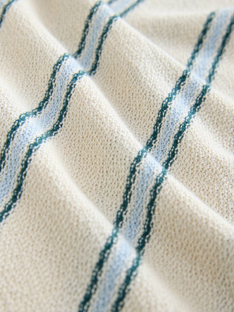 Ecru/Blue Textured Stripe Jersey Shirt - Image 6 of 7