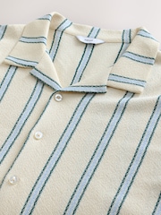 Ecru/Blue Textured Stripe Jersey Shirt - Image 7 of 7