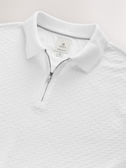 White Textured Zip Neck Polo Shirt - Image 7 of 7